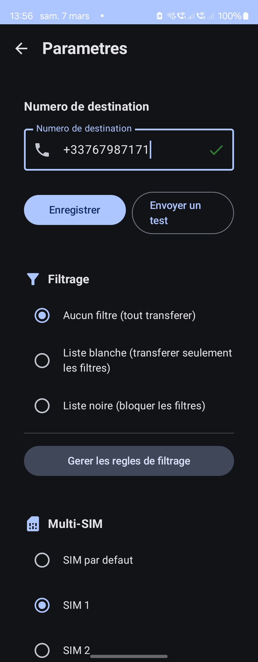 Parametres et filtrage